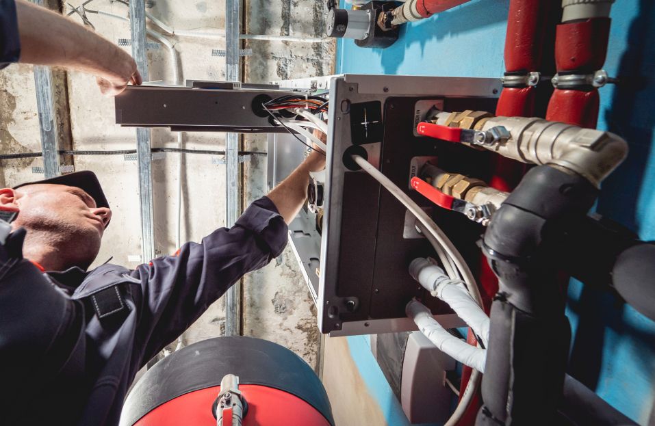 Man working with electrical equipment